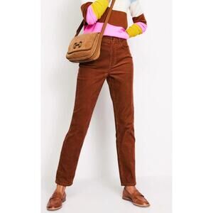 BODEN Womens Skimmer Pants Sz 2 Corduroy Brown Skinny Ankle Crop